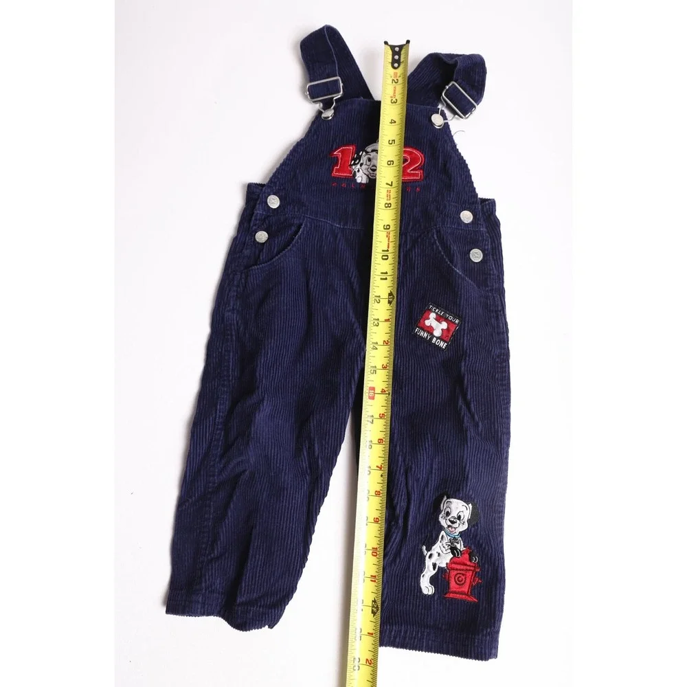 Disney 102 Dalmatians Navy Blue Corduroy Overalls Toddler Boys Size 2T Vintage